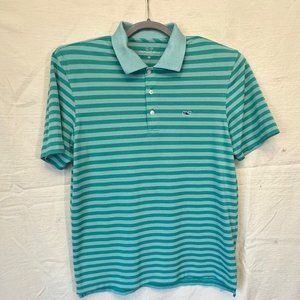 VINEYARD‎ VINES Size Med Mens Polo Shirt Performance Aqua Green Golf Wicking
